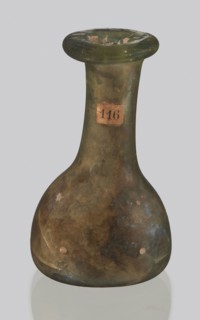 Vial, unknown eastern workshop, hemispherical body with a flat bottom, high cylindrical neck with