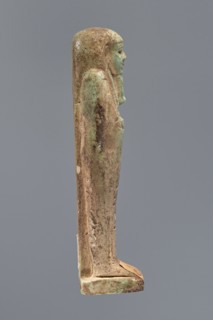 Ushabti, Hor-em-saf ca. 664–525 BC. Mummy-shaped figurine of green faience, 10.6 cm high, 3.2 cm