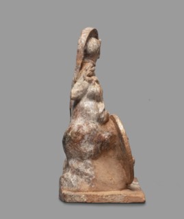 Athena figurine, Classical Greek, 4th century BC, Greece; depicts Athena with Nike, terracotta,