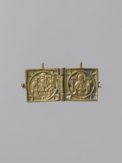 Diptych: Old Testament Holy Trinity and the Mother of God Znamienije, Old Believers' workshop; Mary