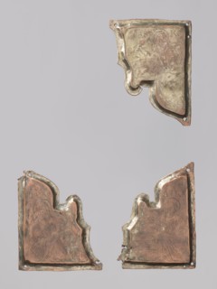 Three fragments of a Gospel book cover: two depict St. Mark and one St. Luke. Orthodox workshop.