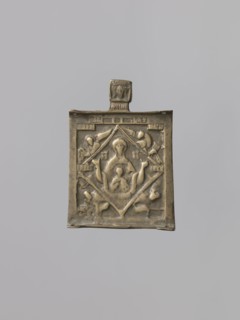 Middle wing of the triptych: Our Lady of the Signs and symbols of the four Evangelists, Russian