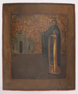Icon: St. Monk Macarius. Provincial workshop. Icons; monks; Macarius Kalazinski St., 1400–1483 .