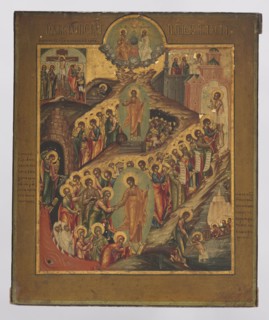 Icon: Resurrection of Christ, Russian workshop. Resurrection of Christ iconography; Jesus Christ;