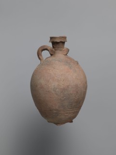 Bottle, unknown Egyptian workshop; painted Coptic pottery vessel, 6th century, from Edfu. Bottle