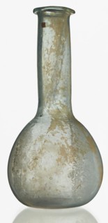 Pear-shaped vial, unknown Eastern workshop. The body is a slightly elongated sphere with a