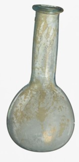Pear-shaped vial, unknown Eastern workshop. The body is a slightly elongated sphere with a