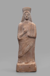 Figurine of a woman with a polos on her head, unknown Boeotian workshop, female figurine, 475–450