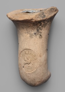 Fragment of a transport amphora neck stamped with a Rose of Rhodes, unknown Rhodian workshop, stamp