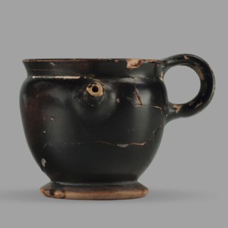 Askos with spout and strainer, unknown Attic workshop, Greek pottery toilet vessel with tubular