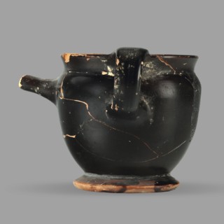 Askos with spout and strainer, unknown Attic workshop, Greek pottery toilet vessel with tubular
