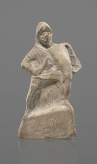 Terracotta gladiator figurine, unknown Southern Italian workshop, terracotta, male figurine. Figure