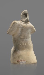 Terracotta gladiator figurine, unknown Southern Italian workshop; terracotta male figurine. Figure