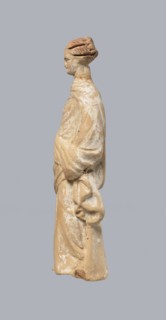 Terracotta figurine of a standing woman, terracotta, female figurine, himation, chiton, Tanagra