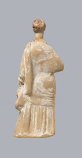 Terracotta figurine of a standing woman, terracotta, female figurine, himation, chiton, Tanagra