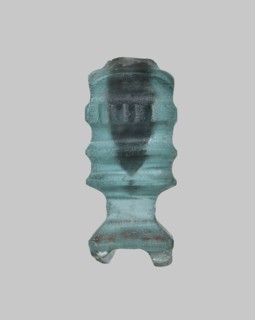 Cosmetic bottle, Islamic, Arabic culture. Thick-walled blue glass vessel with one convex band