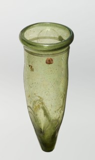 Lamp oil container, deposit provenance, Islamic art, Arabic culture, glass oil lamp, cream enamel
