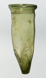 Lamp oil container, deposit provenance, Islamic art, Arabic culture, glass oil lamp, cream enamel