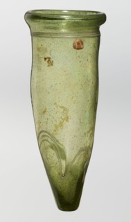 Lamp oil container, deposit provenance, Islamic art, Arabic culture, glass oil lamp, cream enamel