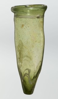 Lamp oil container, deposit provenance, Islamic art, Arabic culture, glass oil lamp, cream enamel