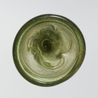 Lamp oil container, Islamic art; Arabic culture; glass oil lamp with cream enamel thread also at
