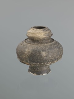 Jug, Persian, Islamic art; 16th–18th century, Central Asia ; ceramic vessel with bulging belly on a