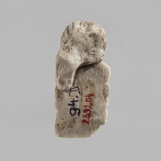 Head of a polychrome figurine, which originally probably depicted a woman lying on a bed with her