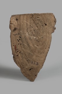 Sarcophagus mask with a partially preserved fragment of a wig above the forehead painted yellow