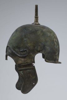 Bronze helmet, 4th–3rd century BC, possibly Italy; armament; height 34 cm, width 20.2 cm, depth 22
