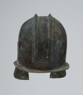 Bronze helmet, 550–500 BC, likely Italy, armament; height 24 cm, width 18.5 cm, depth 23.2 cm,