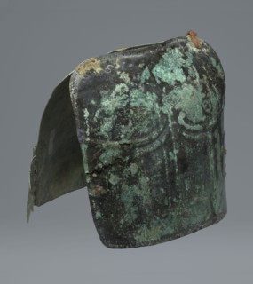 Two-piece torso armor with buckles, 4th century BC 375–325 BC, Southern Italy, weaponry, An aged