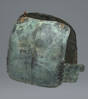 Two-piece torso armor with buckles, 4th century BC 375–325 BC, Southern Italy, weaponry, A corroded