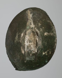 Bronze helmet, 8th/7th century BC, Italy, armament; maker, height 46 cm, width 17.5 cm, depth 23