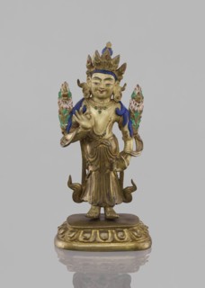 Maitreya Buddha of the Future, Tibetan Buddhist art, figurine, bodhisattva iconographic, lotus