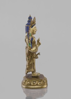Maitreya Buddha of the Future, Tibetan Buddhist art, figurine, bodhisattva iconographic, lotus