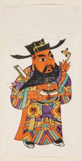 Menshen Gate Guardian, Chinese, nianhua New Year's picture, early 20th century, Jiajiang, graphic