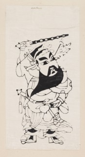 Menshen Gate Guardian, nianhua New Year's picture, early 20th century, Jiajiang, Chinese art,