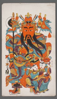 Menshen — the gate guardian with deities He He; creator, protective deities iconography; Chinese;