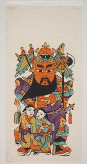 Menshen Gate Guardian with He He Deities, Chinese, protective deities iconography, Menshen Gate