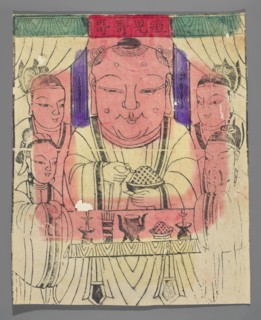 Deity caring for people suffering from smallpox, nianhua New Year picture, graphic print, early