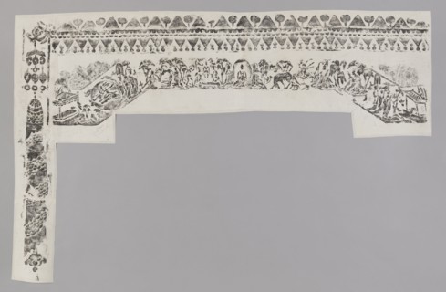 Buddhist votive procession, Chinese, early 20th century. Graphic print depicting Buddha,