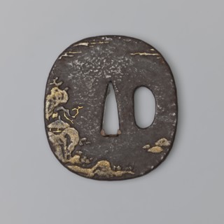 Crossguard tsuba, Japanese, early 19th century Edo period, 1603–1868. Oval tsuba tatemaru gata with