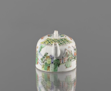 Teapot with lid, ceramics, figurative scenes, Paderewski, Ignacy Jan 1860-1941, gardens, Chinese