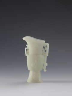 Vase with two taotie masks; Chinese porcelain vessel, Qing dynasty 18th–19th century; decoration: