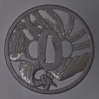 Crossguard tsuba, Kinai,  school, Echizen Kinai,  school; phoenixes iconography, hoo phoenix; sword