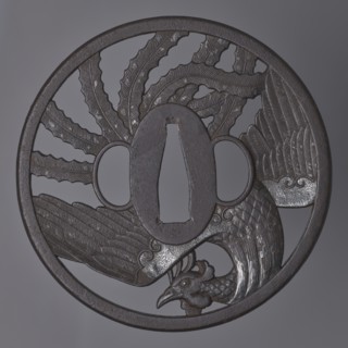 Crossguard tsuba, Kinai,  school, Echizen Kinai,  school; phoenixes hoo/hôô iconography; sword