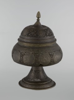 Censer, Persian Iran, Qajar dynasty late 18th–19th century. Brass censer, height 33.0 cm, diameter