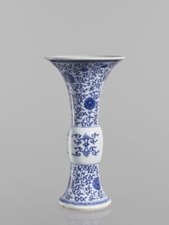 Gu-type vase, ; blue-and-white porcelain, Qing dynasty 1644–1911, early 19th century, China; motif: