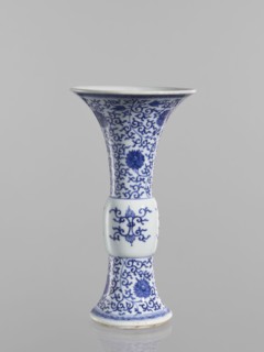 Gu-type vase, ceramics, Qing style, blue-and-white porcelain, Chinese art, Chinese culture,