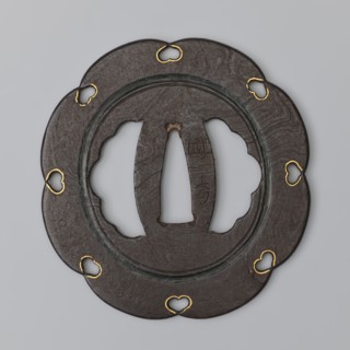 Crossguard tsuba, Kasuga; maker: Kunihide; Japanese; Edo period 17th century, 1603–1868; Higo